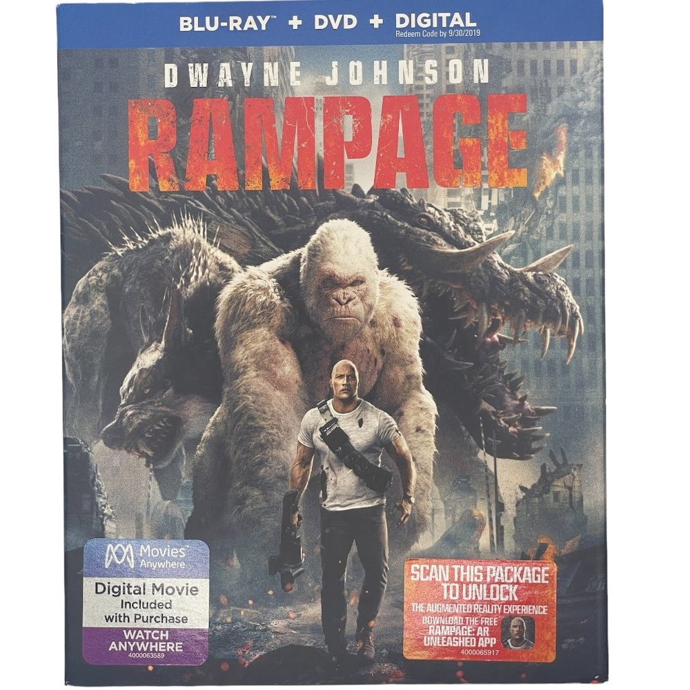 Rampage Dwayne Johnson BluRay + DVD + Digital Copy Brand New Sealed in Plastic